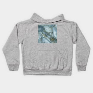 Blue Grey Marble Pattern Kids Hoodie